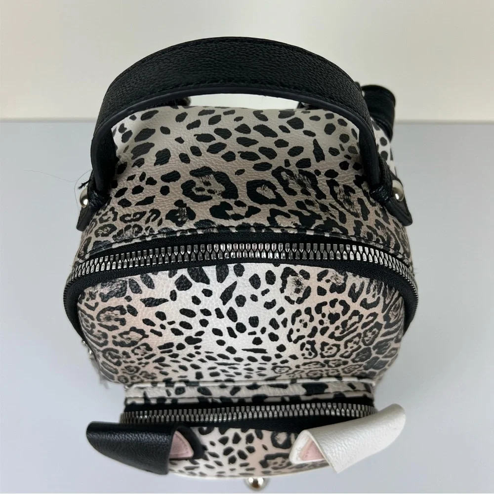 Betsey Johnson | French Bulldog Oatmeal Black & White Animal Print Mini Backpack